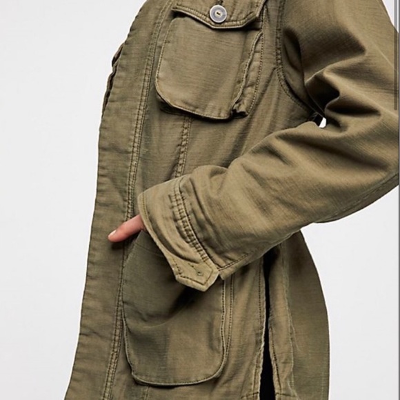 Free People Drapey Olive Green Utility Jacket with O-Ring Belt Size S - Picture 2 of 11